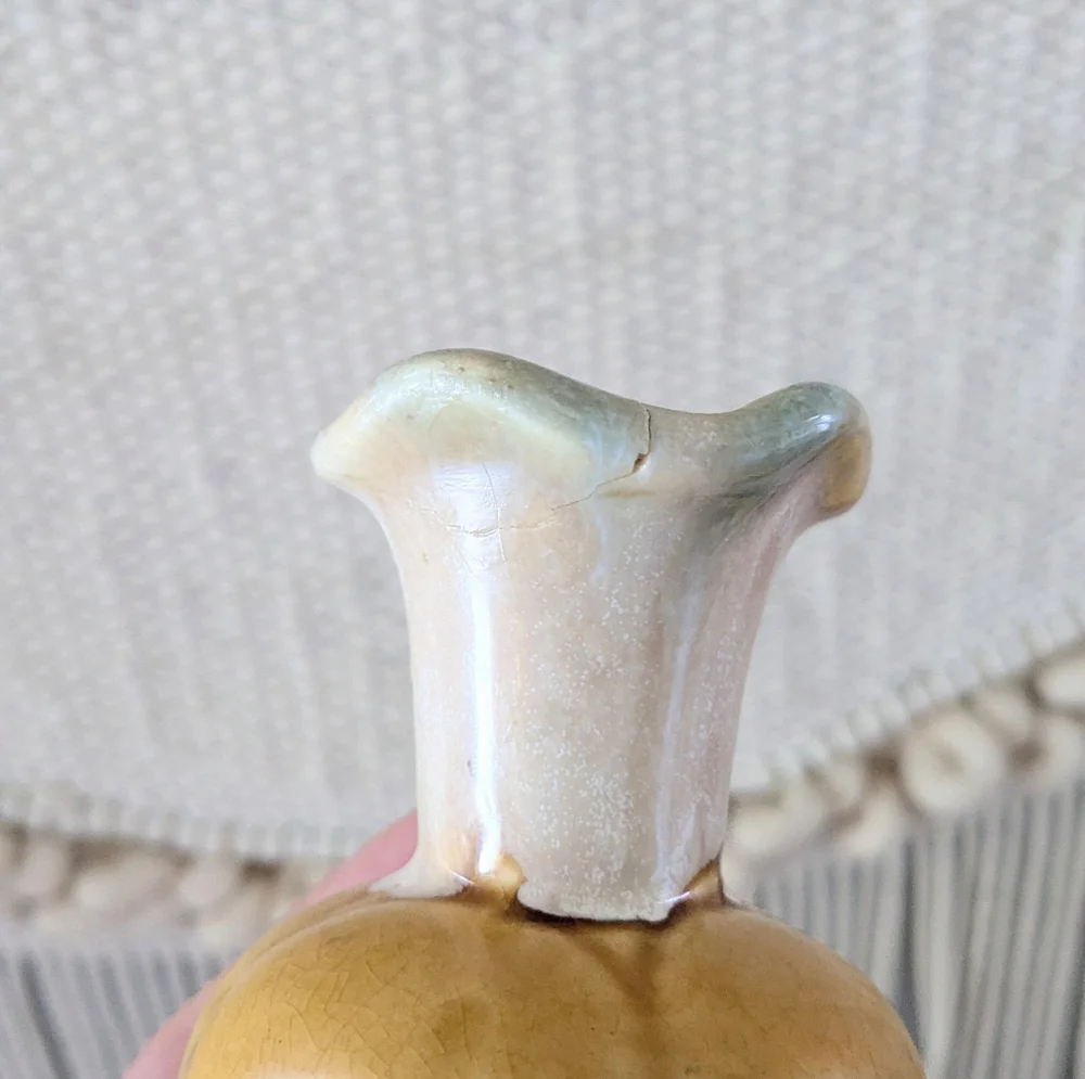 Charming Yellow ruffled Vintage Ceramic Bud Vase